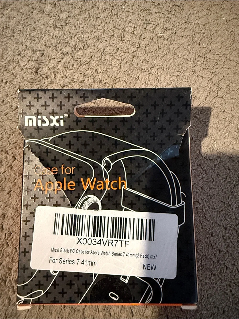 Misxi Case for Apple Watch in Black and Orange Packaging